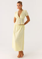 Sweet Lullaby Button Up Shirt - Lemon Yellow