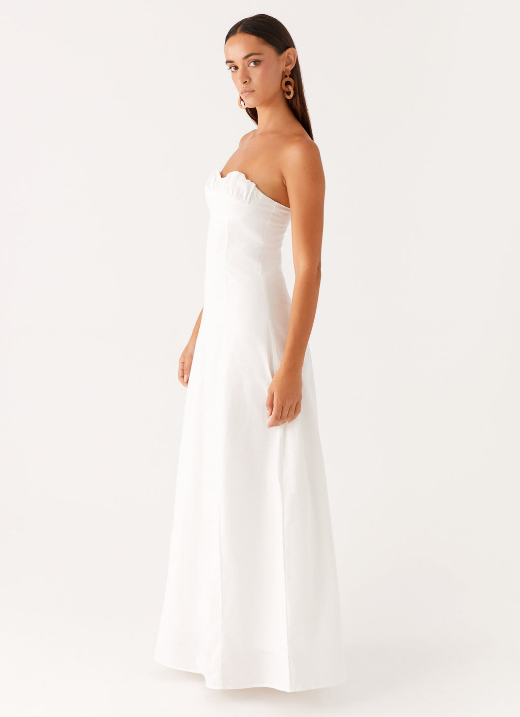 Tayla Linen Maxi Dress - White