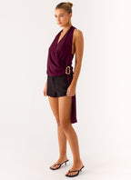 Teaha Wrap Top - Plum