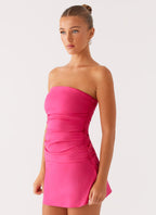 Terra Gathered Mini Dress - Fuchsia