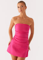 Terra Gathered Mini Dress - Fuchsia