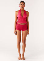 Teuila Beaded Top - Fuchsia