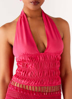 Teuila Beaded Top - Fuchsia