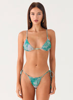 Thalassa Beaded Bikini Bottoms - Green Paisley