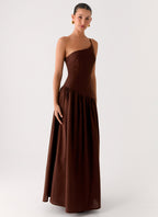 Thinking About You Linen Maxi Dress - Brown