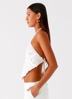 Tijana Beaded Halter Top - Ivory