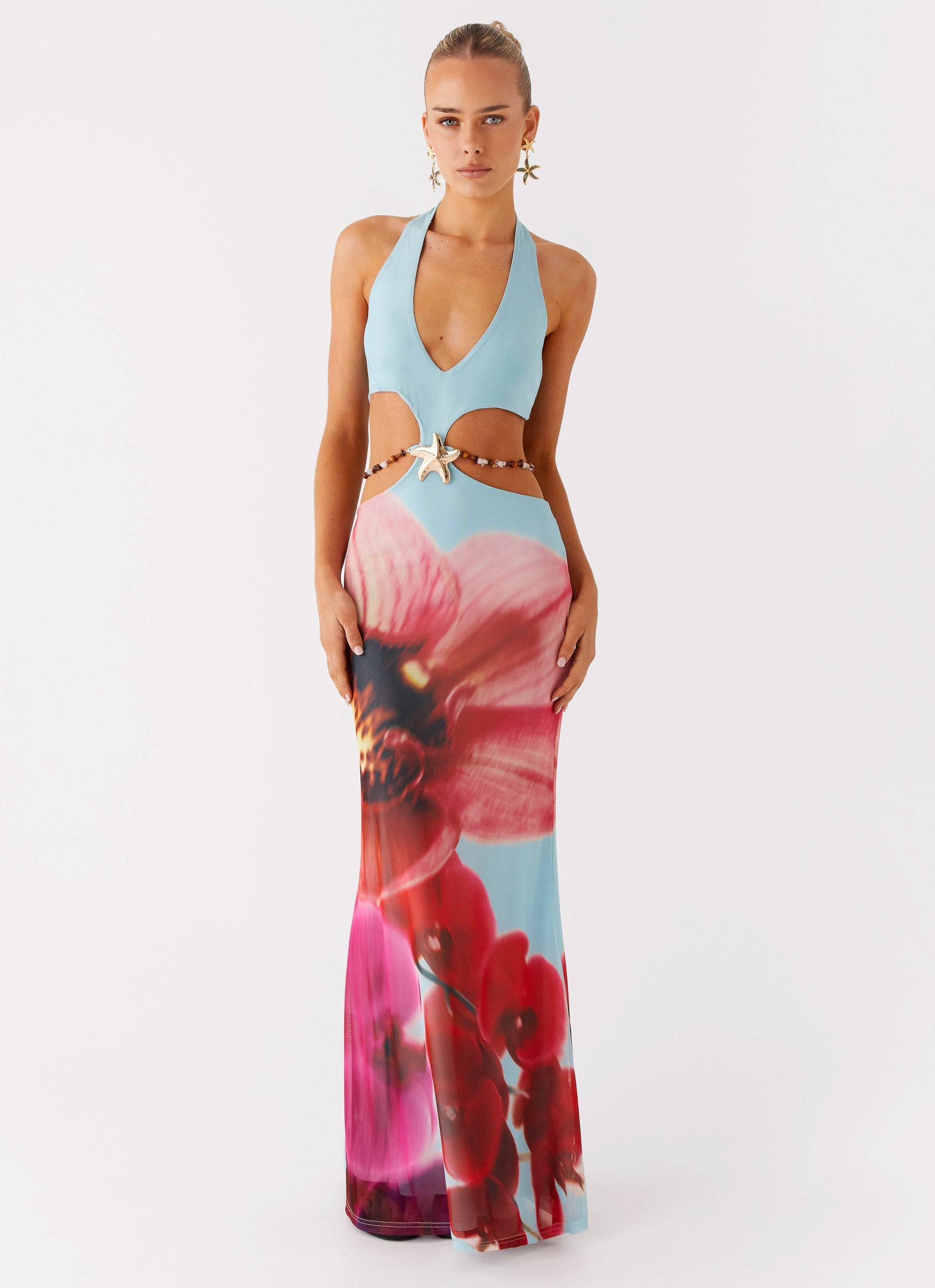 Time To Dance Maxi Dress - Turquoise Bloom