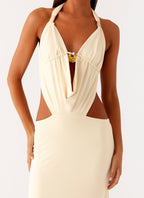 Torina Halter Maxi Dress - Lemon