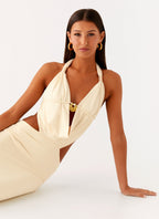 Torina Halter Maxi Dress - Lemon