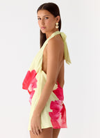 Varindra Cowl Mini Dress - Yellow Floral Spritz