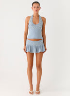 Vegas Nights Halter Neck Top - Blue