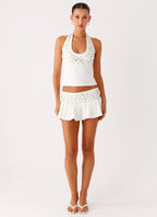 Vegas Nights Halter Neck Top - White
