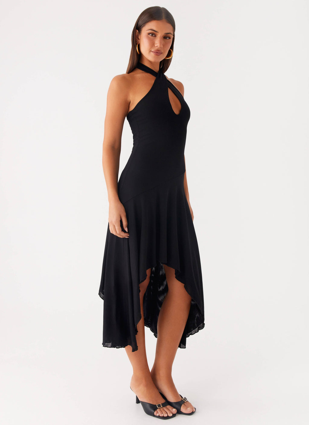 Velvet Sky Midi Dress - Black