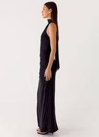 Velvet Vacation Scarf Maxi Dress - Black