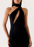 Velvet Vacation Scarf Maxi Dress - Black