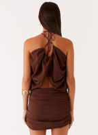 Vidia Flower Mini Dress - Chocolate