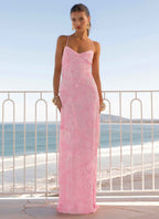 Vietta Sequin Cami Maxi Dress - Pink