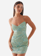 Vietta Sequin Cami Mini Dress - Mint