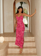 Vietta Sequin Cami Maxi Dress - Fuchsia