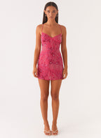 Vietta Sequin Cami Mini Dress - Fuchsia