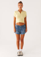 Walsh Knit Polo Top - Yellow