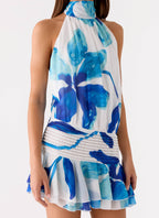 Willow Chiffon Mini Dress - Cerulean Bloom