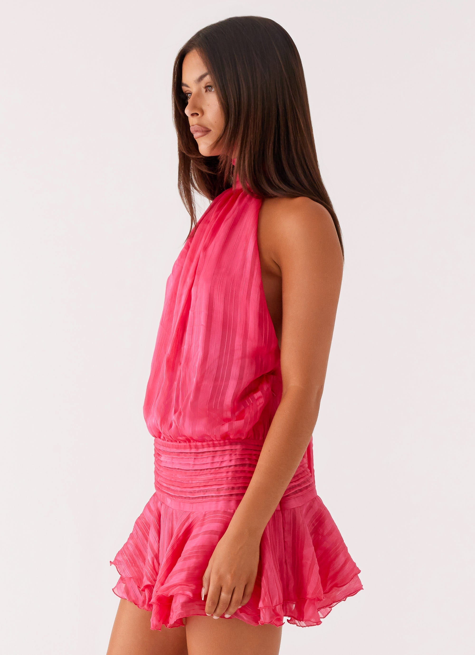 Willow Chiffon Mini Dress - Fuchsia