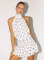 Willow Chiffon Mini Dress - White Polka Dot