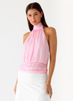 Willow Chiffon Top - Baby Pink
