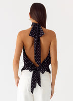 Willow Chiffon Top - Black Polkadot
