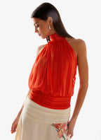 Willow Chiffon Top - Coral