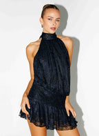 Willow Lace Mini Dress - Black Lace