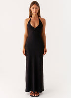 Yaselle Button Front Maxi Dress - Black