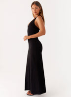 Yaselle Button Front Maxi Dress - Black
