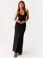 Yaselle Button Front Maxi Dress - Black