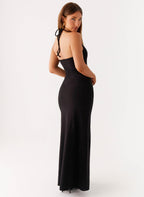 Yaselle Button Front Maxi Dress - Black