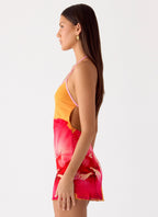 Yura Mini Dress - Orange Floral Spritz