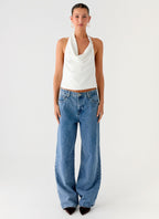 Zaylee Belt Cowl Top - White