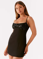 Zion Beaded Mini Dress - Black