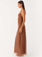 Zuella Beaded Maxi Dress - Chocolate