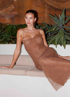 Zuella Beaded Maxi Dress - Chocolate