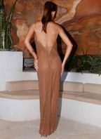 Zuella Beaded Maxi Dress - Chocolate