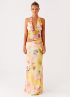 Main Act Halter Maxi Dress - Sunburst Floral